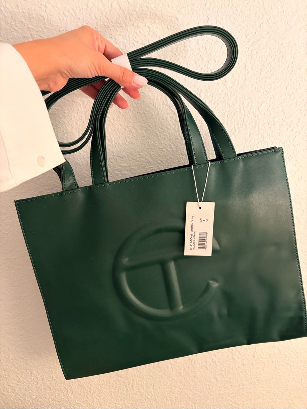 Telfar Dark Green embossed Logo Tote